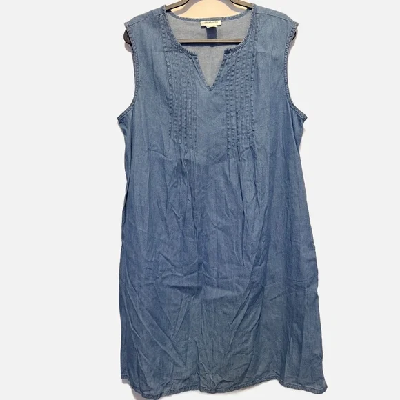 Cotton denim jumper dress - Picture 1 of 4